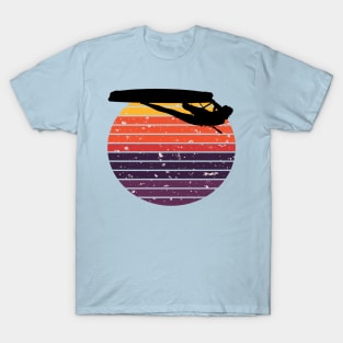 Kitesurfer Freestyle Action Black Silhouette Retro Sunset T-Shirt